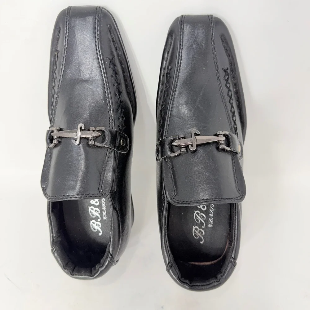 BB&W Classic Kids Black Square Toe Bit Loafer Dress Shoes M1735 Size 12/13